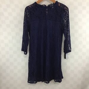 Speechless Midnight Blue Floral Lace Shift Dress 3/4 Sleeve XL NEW